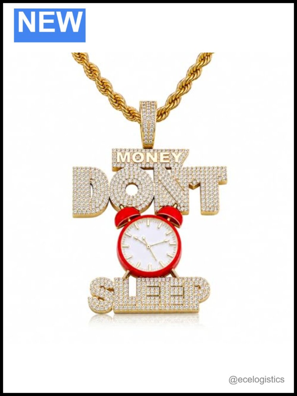 Gold Plated Brass Statement Pendant Necklace with Cubic Zirconia